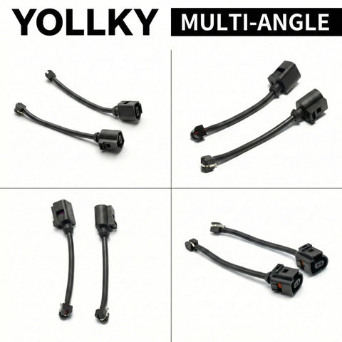 Brake wear-sensor cables, collage of two black cables with connectors for VW Touareg, Porsche Cayenne, Panamera.
