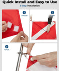Installation steps for Dive Flag For Boat With Removable Stiffening Pole 20x24 Diver Down Flag With Double Stitching High Visibility Red And White.