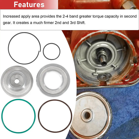 High Performance Corvette Servo Piston Kit Upgrade For TH700R4 4L60 4L60E 4L65E 2 To 4 Band Fits GM Corvette Style 1982 On view