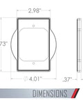Dimensions diagram of Plastic Round Box Adapter PRBA400G for Weatherproof Nonmetallic Round Receptacle Box, showing measurements.