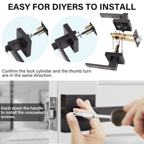 Beefy Bedroom Door Lock With Heavy Duty Lever Made From Zinc Alloy And Brushed Bronze Finish Privacy Lock Reversible For Left Or Right Doors Adjustable Backset Fits Standard Interior Doors Exterior Unlock With Coin Or Wire being installed by user