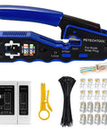 All In One Ethernet Crimping Tool For Pass Through Cat5e Cat6 Cat6a Connectors With Built In Cable Tester Mini Compact Design