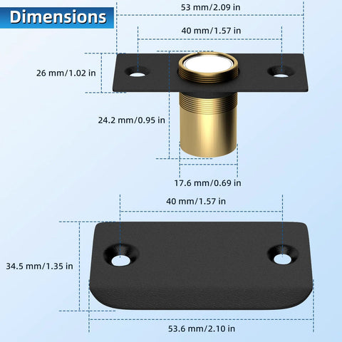Dimensions of Two Pack Magnetic Door Ball Catch Set For Closet Doors No More Stuck Doors Jiayi Black Magnetic Latch