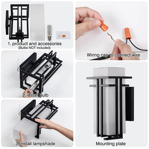 Outdoor Wall Mount Lantern One Light 12.2 Inch High Modern Exterior Porch Light With Frosted Glass Durable Die Cast Aluminum for Weatherproof Home Exterior Lighting