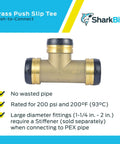 2 Inch Slip Tee Push To Connect Brass Plumbing Fitting For Copper And CPVC Fast Install Quick Pipe Connector details