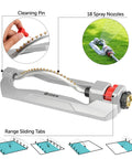 Heavy Duty Turbo Oscillating Sprinkler With 18 Brass Nozzles, Covers Up To 3,700 Sq Ft, Adjustable Spray Range, Weighted Aluminum Base