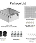 IP67 Waterproof ABS Plastic Junction Box With Clear Hinged Cover And Stainless Steel Latch, Heavy Duty Electrical Enclosure with Accessories