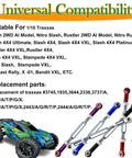 Image showing compatible RC models with stainless steel turnbuckles and spacers for camber link upgrade, Traxxas Slash 2WD.