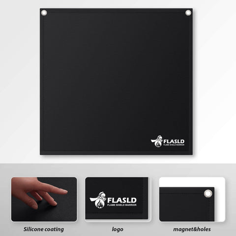Magnetic Flame Protector For Soldering And Brazing, 18x18 Inch Heavy Duty Pro Grade High Temp Heat Shield Pad with silicone coating.