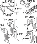 Illustration of Bypass Sliding Closet Door Track Kit, Forty Eight Inch, Two Door Hardware With Brass Plated Pulls, Includes Offset Rollers