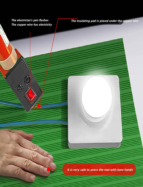 Tough As Nails Electrical Safety Rubber Mat For Electricians, insulating anti shock pad used with electrical setup, green surface.