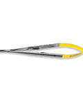 Castroviejo Micro Needle Suture Holder Driver With Tungsten Carbide Inserts And Gold Ends for micro surgery, 5.5-inch straight jaws