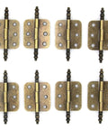 Eight Piece Vintage Antique Brass Flap Hinges With Lengthened Axis For Wooden Boxes Jewelry Cases Cabinets And Cupboards