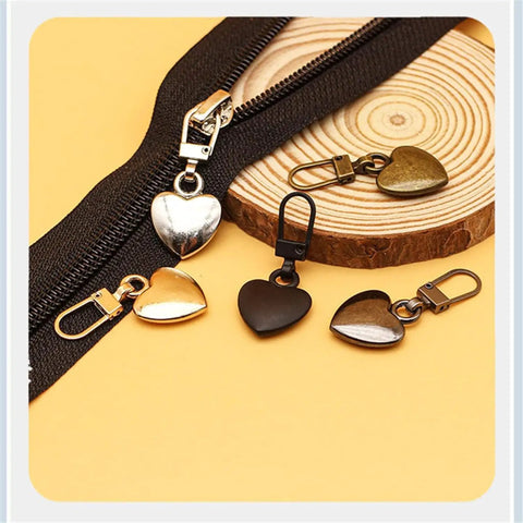 Multicolor Heart Shaped Zipper Pull Replacement Kit For Backpacks Coats Jackets Pants And Luggage 5Pcs Metal Zipper Fixer