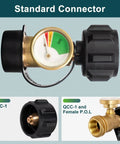 Propane Tank Gauge For 5-20 Lb Cylinders, QCC1 Type 1 Connector Compatible, showing gauge with color gas level indicator