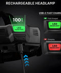 Rechargeable Ridiculously Bright Headlamp 99000 Lumens Two Pack With 3 Modes And 90 Degree Adjustable Beam IPX6 Waterproof charging