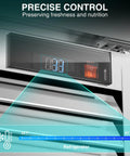 Digital temperature display on Straight Up Reliable Commercial Reach In Refrigerator 82 Inch Tall Three Solid Door Upright Cooler.
