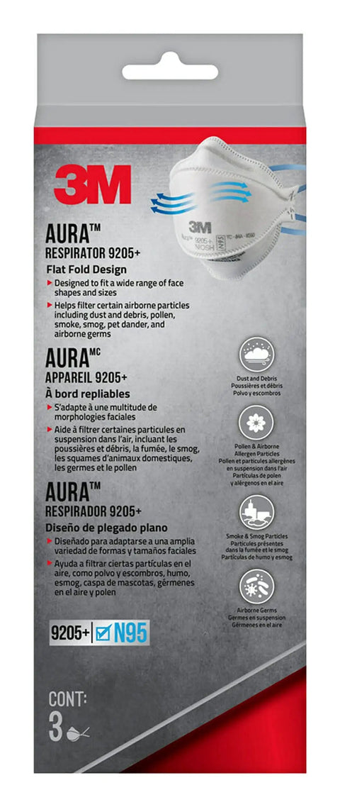 Packaging of Lightweight N95 Particulate Respirator With 3 Panel Design For All Day Comfort And Easy Breathing 3 Pack