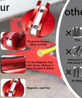 Comparison of red magnetic jack pads set 2 pack with screw fix versus others, highlighting durability and design features.
