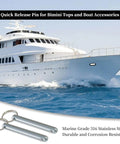Boat with Saltwater Ready Heavy Duty Marine Hitch Pin Quick Release Detent Clip For Three Eighths Inch Clevis Pins