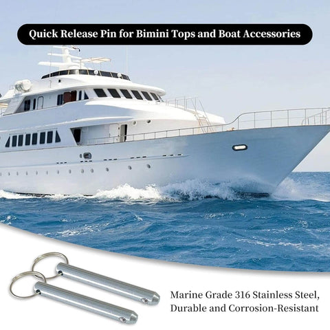 Boat with Saltwater Ready Heavy Duty Marine Hitch Pin Quick Release Detent Clip For Three Eighths Inch Clevis Pins