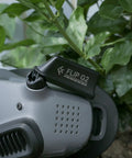 Osprey Flip G2 Dual Band RC FPV Antenna for 2.4GHz And 5.8GHz, mounted on goggles, high gain linear MCX, foldable, gray.