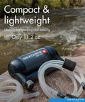 Hiker Pro Transparent Hand Pump Water Filter for Camping and Backpacking, Katadyn microfilter by riverside, portable and lightweight.