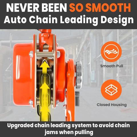 Built Tough 3 Ton Manual Lever Hoist Packed With G80 Galvanized Chain with upgraded auto chain leading design for smooth pulling.