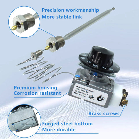 Thermostat Control Replacement for Gas Fryer Millivolt Low Voltage RX-2-24 Robertshaw Compatible with components shown.