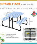 Three Piece Picnic Table Cover Set With Fitted Tablecloth And Bench Covers For Outdoor Dining, Waterproof Vinyl Table Linen on frame