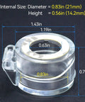 Clear And Rugged 16mm Protective Cover Set Two Pack For Push Button Emergency Stop Key And Selector Switches IP66 Waterproof With Tight Seals Water Dust And Oil Fits Five Eighth Inch Mount Hole dimensions diagram