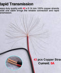 Real Thick 18 AWG DC Pigtail Barrel Plug Connector Cable 10 Pair 12V 5A Heavy Gauge Power Leads With 0.14mm Copper Strands showing 43 copper strands
