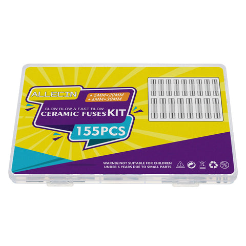 Ceramic Fuse Assortment Kit 250V Fast And Slow Blow With 21 Values in packaging
