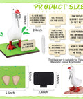 Image of Magnetic Goose Key Holder With Wooden Base And Writable Sign Cute Resin Goose Statue Desk Deco 11 Piece Set With Chalk And Printing Boards.