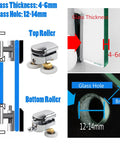 8 Piece Shower Door Rollers Set With 25mm Sliding Door Wheels For Curved Glass Doors 4 To 6mm Thick Upper And Lower Runners