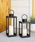 Extra Large Dope Outdoor Solar Lantern With Realistic LED Candle Waterproof 18 Inch Front Porch Decor beside smaller lantern