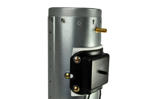 Furnace Vent Motor Replacement For Home Heating Systems, High Flow Quiet Blower Unit, 120V HVAC Fan Motor, metal housing angle view