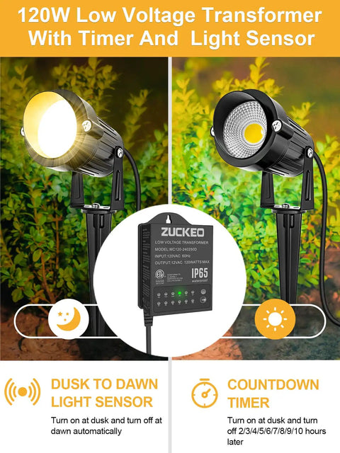 Low Voltage Outdoor Landscape Lighting Transformer With Dusk To Dawn Sensor And Countdown Timer 120V To 24V Waterproof Power