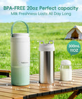 Double Wall Vacuum Insulated Breast Milk Cooler Keeps Your Baby Stash Frosty For Over 24 Hours With Premium Steel Core And Leakproof Lid, two breast milk storage bottles.