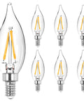 40 Watt Warm White C32 Chandelier Light Bulbs With E12 Candelabra Base, Dimmable Incandescent 380 Lumens Bent Tip, 7 bulbs
