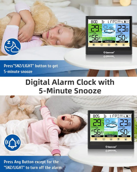 Wireless Indoor Outdoor Weather Station With Thermometer Hygrometer Dew Point And Heat Index Touchscreen LCD Display