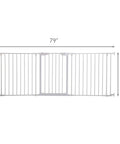Extra Wide Baby Gate With Door Kid Safe For Stairs And Hallways Hardware Mounted shown at full 79" width and 29" height