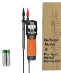 Compact Digital VOM Meter For DIYers And Auto Fixers Pen Sized Volt Meter with probes and packaging