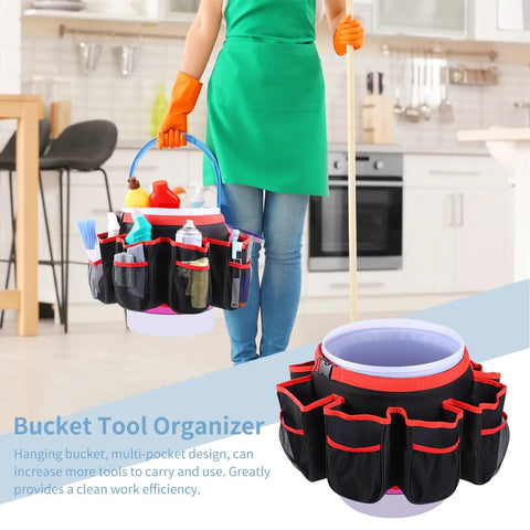 5 Gallon Bucket Tool Organizer And Wash Caddy With 16 Pockets used in kitchen setting