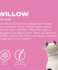 Charming Cow Print Water Bottle For Kids And Teens Bpa Free Reusable Insulated Sipper Cup Limited Edition Collectible Character Gear Squad Approved Vibe Plus Leak Proof Lid with cow design on a pink background.