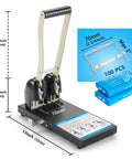 Heavy Duty Two Hole Paper Punch For Binders Metal Power Puncher With Long Lever Punches Up To 150 Sheets, 70mm Hole Distance