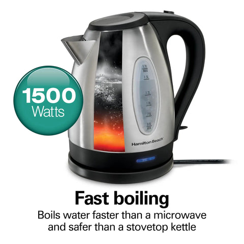 Electric Tea Kettle 1.7 Liter Cordless Boiler With 1500 Watts For Fast Boiling Auto Shutoff And Boil Dry Protection Stainless Steel