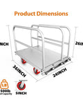 Beefy Heavy Duty Platform Cart With 2500 Lbs Capacity And 4 Swivel Casters, 36x24 Inch Steel Deck, 3 Side Handrails