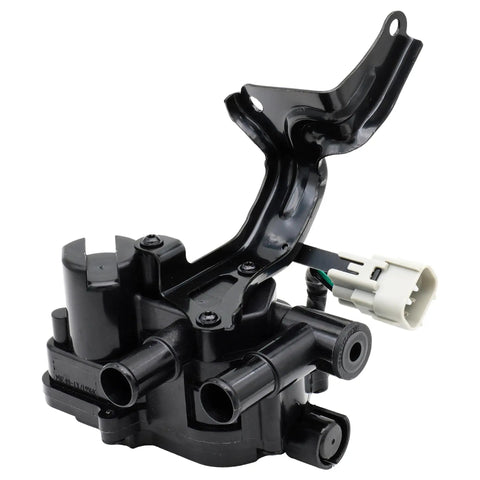 Shop Grade Heater Control Water Valve And Coolant Flow Regulator Assembly For Toyota Prius Hybrid 1.5L 2004 Through 2009 No Headache Direct Bolt In Rig Ready Upgrade side view showing connections and fittings.