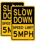 Low And Slow Speed Limit 5 Mph Reflective Aluminum Warning Sign For Driveway Entrance Outdoor Traffic Control durable two pack